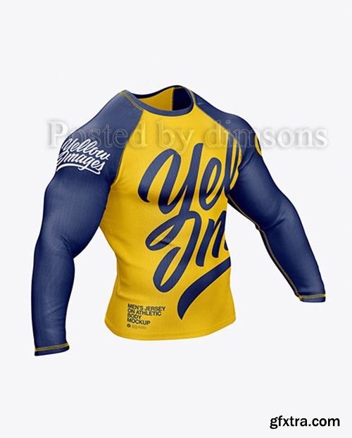 Mens Long Sleeve Jersey on Athletic Body Mockup 41654