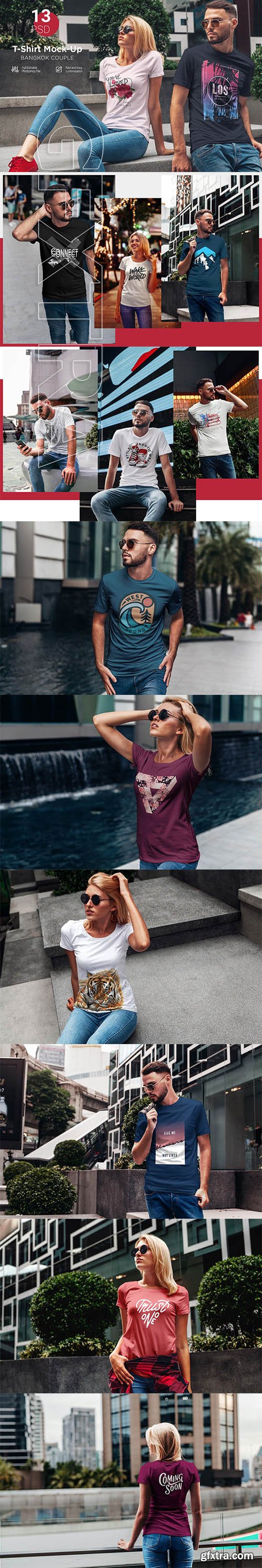 CreativeMarket - T-Shirt Mock-Up Bangkok Couple 3726414