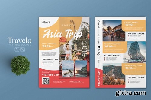 Minimalist Tour & Travel AI and PSD Flyer