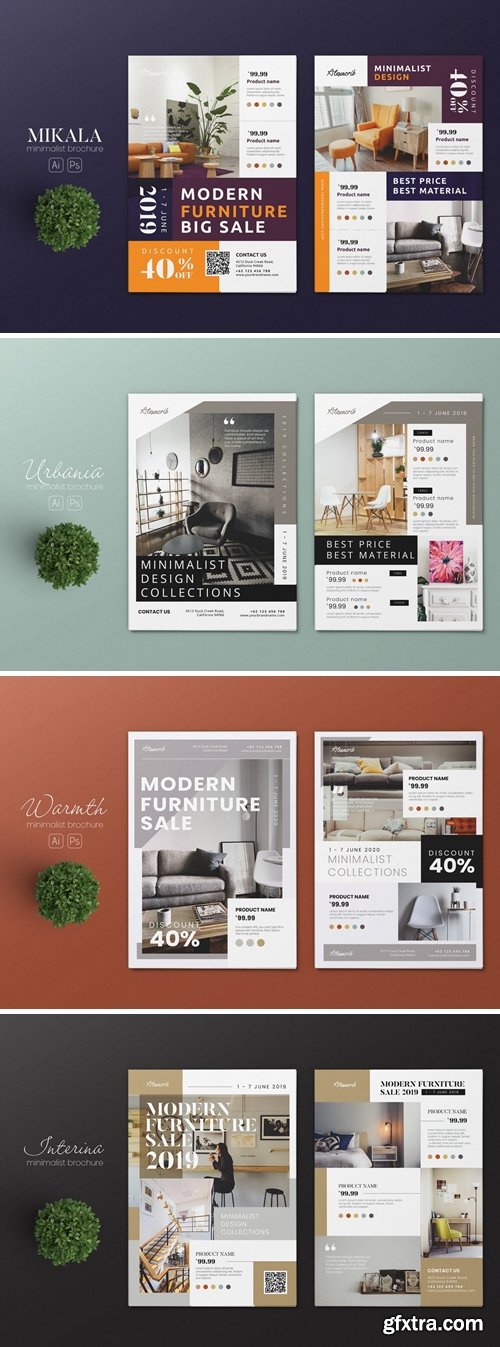 Minimalist Furniture Store AI and PSD Flyer Bundle