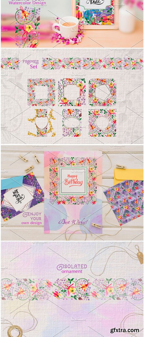 CM - Ornament Violet Watercolor PNG 3736221