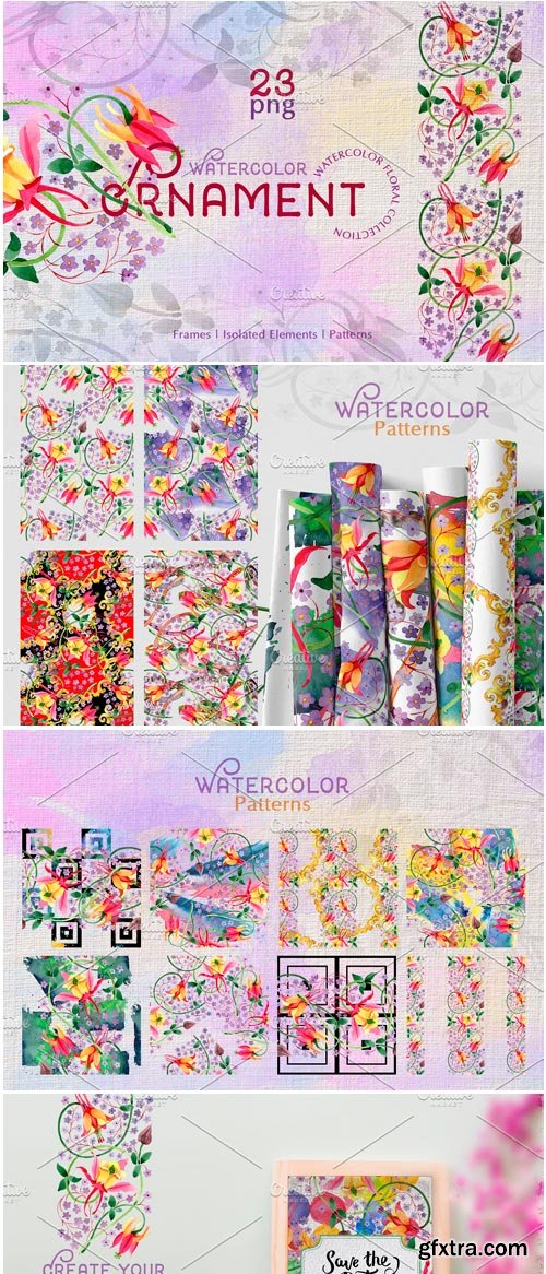 CM - Ornament Violet Watercolor PNG 3736221