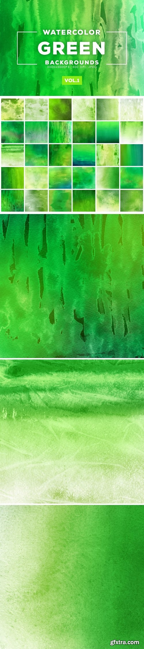 Green Watercolor Backgrounds Vol.1