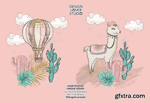 Sweet Lamas design and digital paper pack