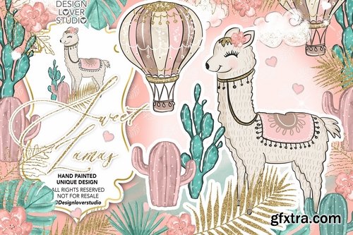 Sweet Lamas design and digital paper pack