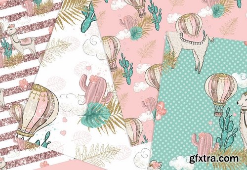 Sweet Lamas design and digital paper pack