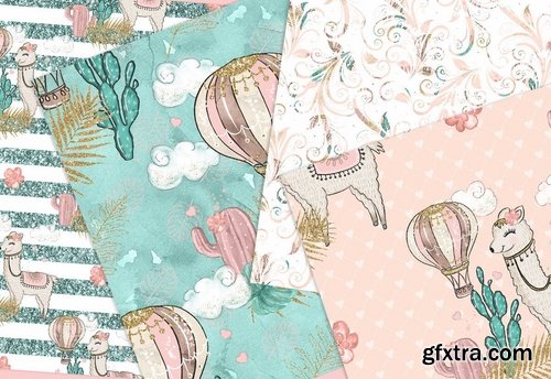 Sweet Lamas design and digital paper pack