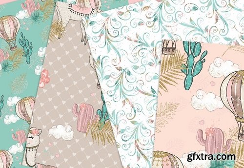 Sweet Lamas design and digital paper pack