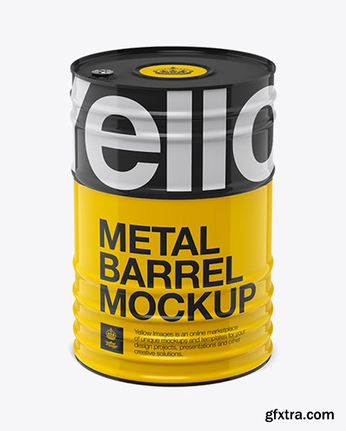 200L Metal Barrel Mockup - Front View (High-Angle Shot) 12249