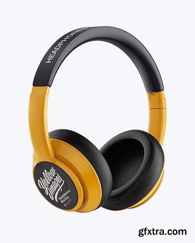 Glossy Headphones Mockup - Half Side View