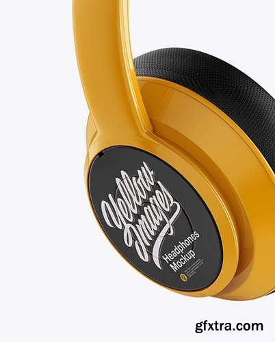 Glossy Headphones Mockup - Half Side View