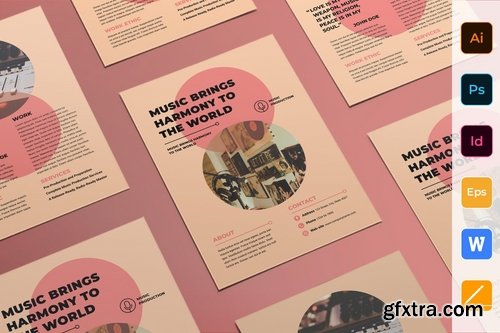 Music Production Poster Flyer Brochure Trifold Bifold Business Card