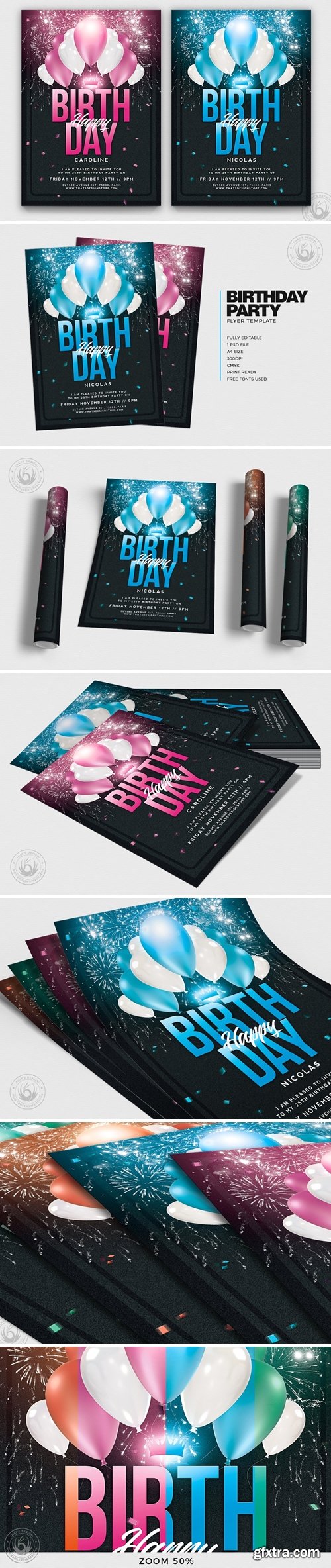 CM - Birthday Party Flyer Template 3752670