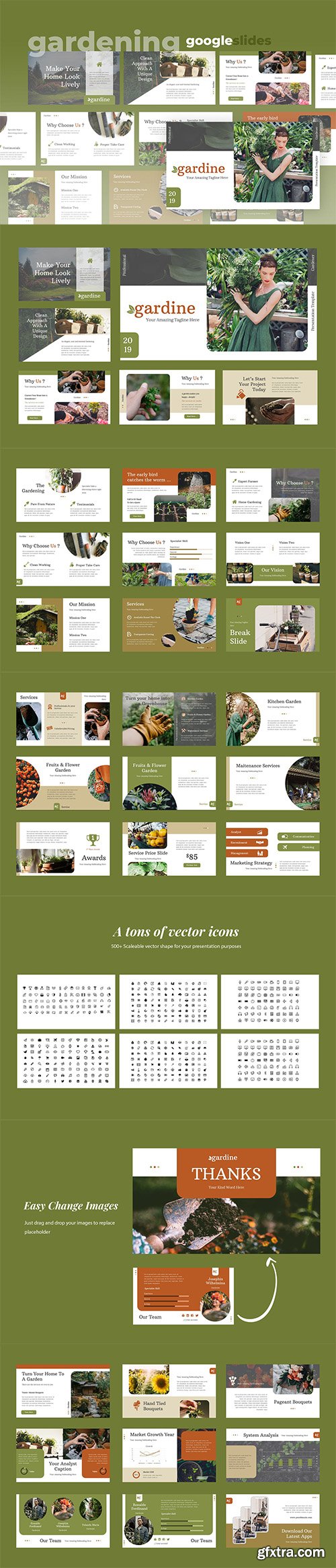 Gardine - Home Gardening Powerpoint Google Slides and Keynote Templates