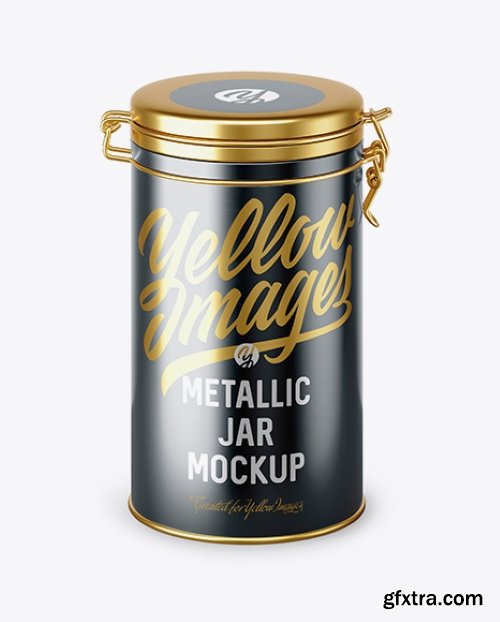 Matte Metallic Jar With Locking Lid Mockup (high-angle shot) 41976