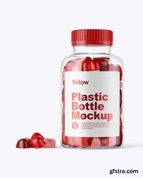 Plastic Bottle with Gummies Mockup 38708
