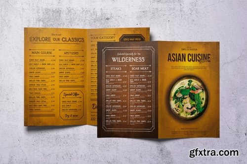 Asian Cuisine Food Menu A4 & US Letter Bifold