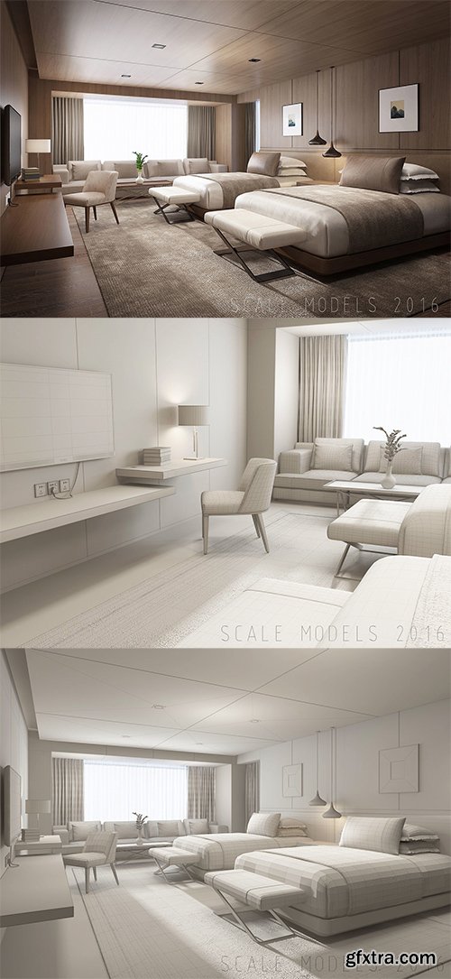 Cgtrader - Hotel Guest Room 074 3D model
