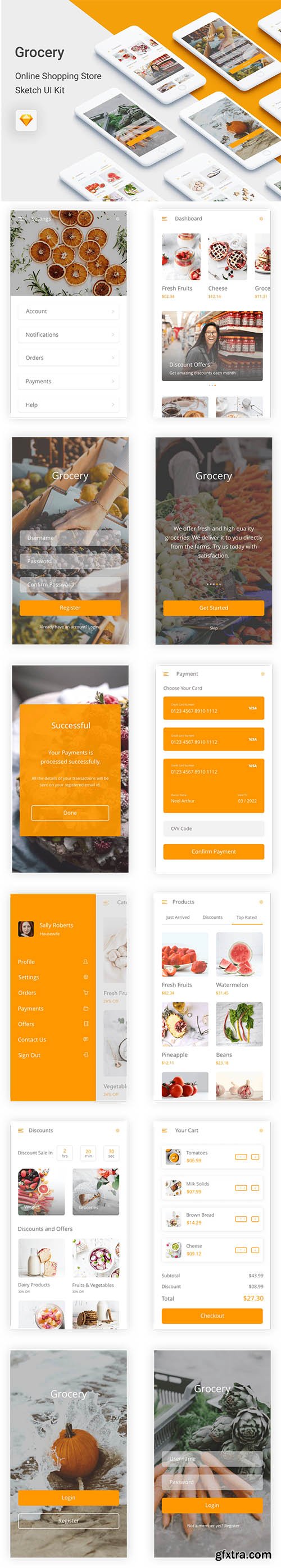 Grocery - Online Shopping Store UI Kit for Sketch Grocery - Online Shopping Store UI Kit for Sketch