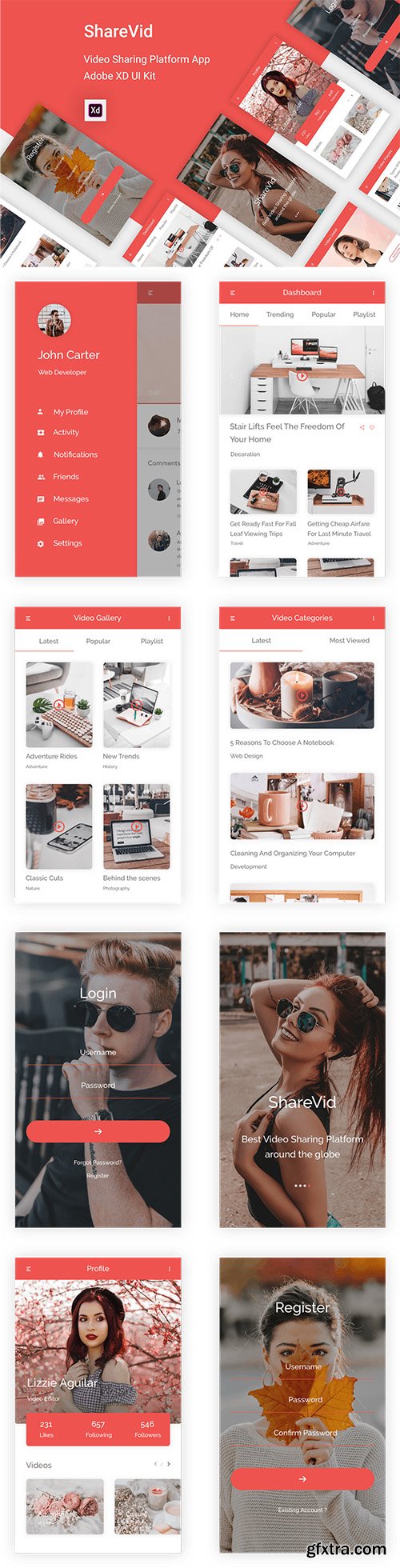 ShareVid - Video Sharing Platform App for Adobe XD ShareVid - Video Sharing Platform App for Adobe XD