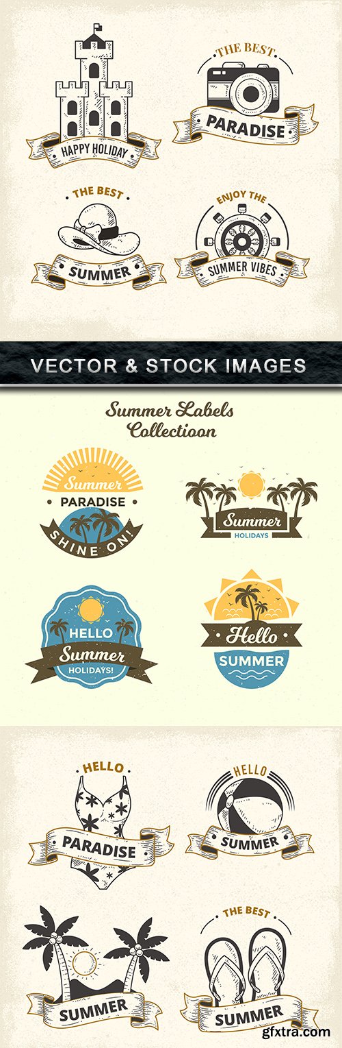 Summer labels and emblems vector collection