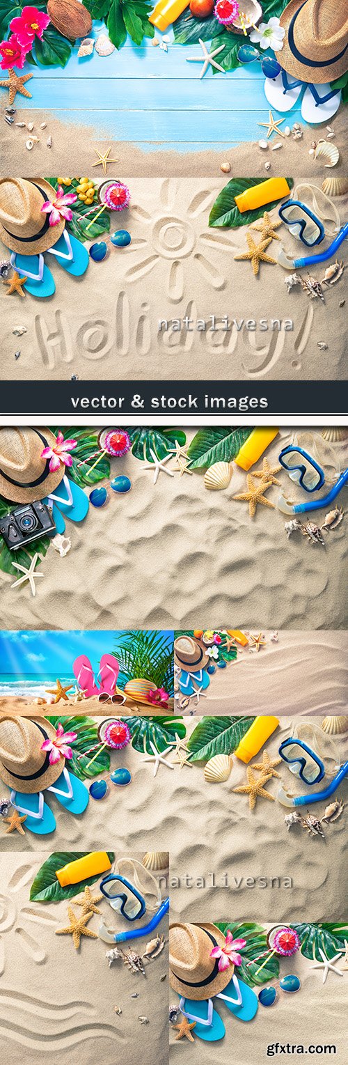 Summer Sandy Tropical Beach and Rest Accessories 8xJPG