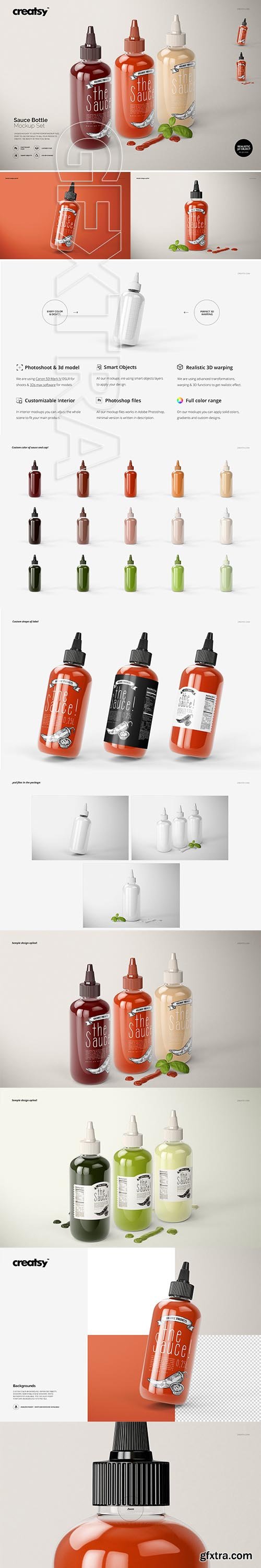 CreativeMarket - Sauce Bottle Mockup Set 3748185
