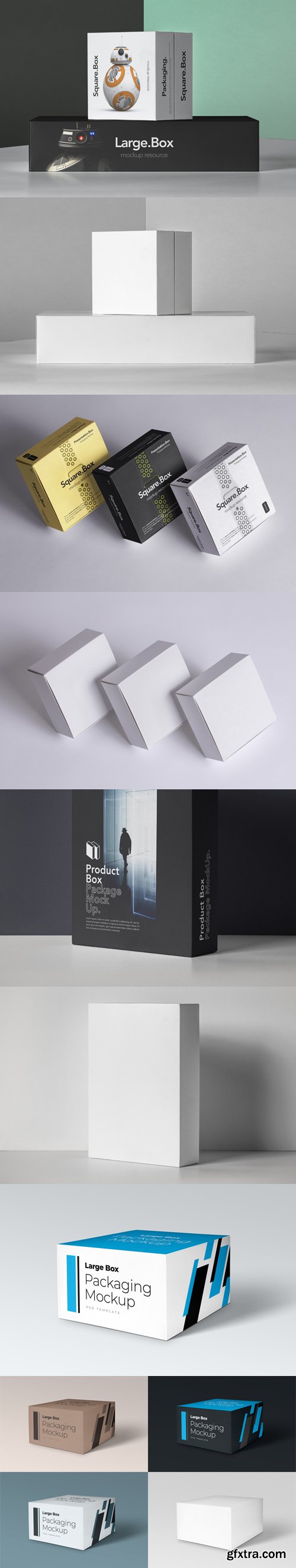 4 Product Boxes Packaging PSD Mockups Collection