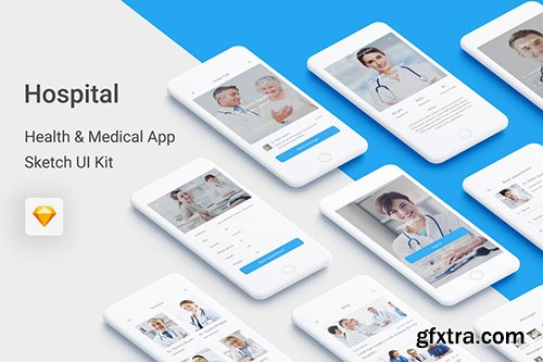 Hospital - Health & Medical Mobile App for Sketch