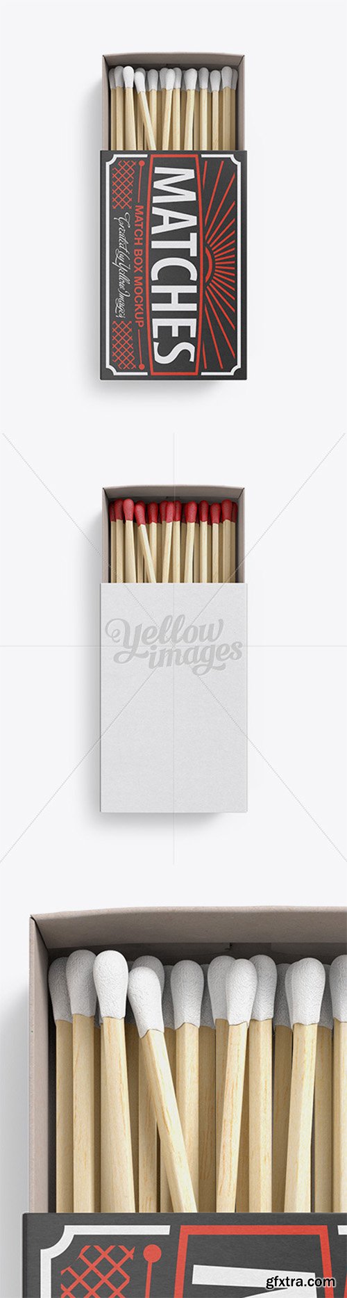 Wide Open Carton Match Box Mockup - Top View 14248