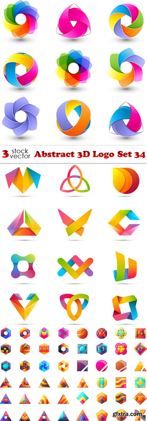 Vectors - Abstract 3D Logo Set 34