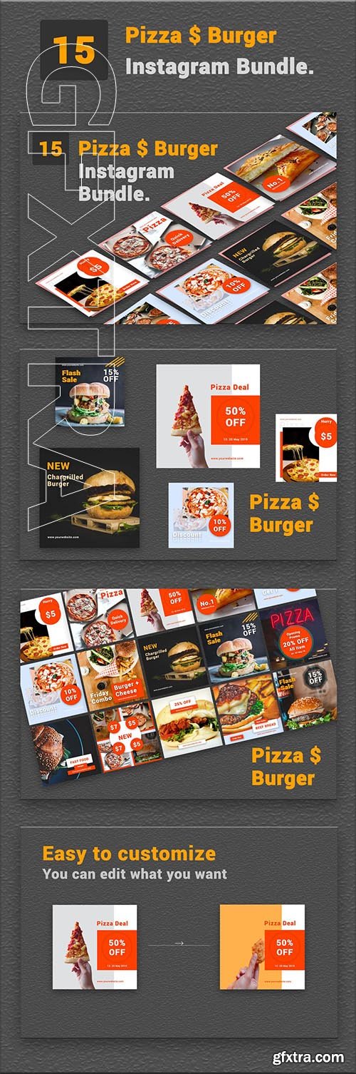 CreativeMarket - Pizza & Burger- Social Media Bundle 3753327