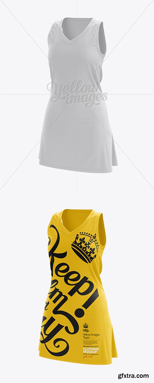 Netball Dress HQ Mockup - Half-Turned View 10761 Netball Dress HQ Mockup - Half-Turned View 10761