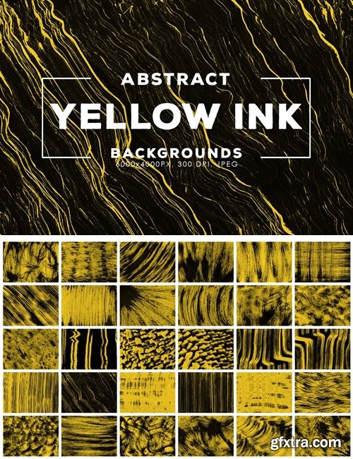 Yellow Abstract Ink Backgrounds