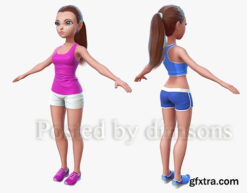 Cgtrader - Cartoon Sport Girl 2 Low-poly 3D model Cgtrader - Cartoon Sport Girl 2 Low-poly 3D model