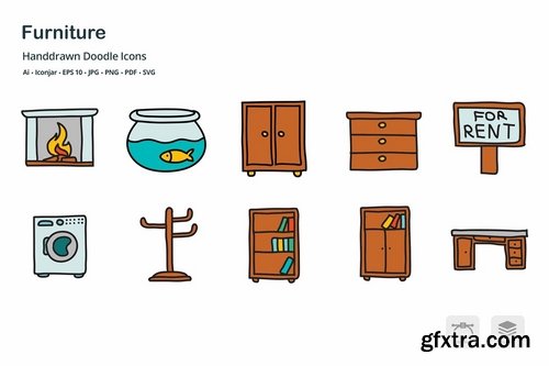 Furniture Handdrawn Doodle Icons