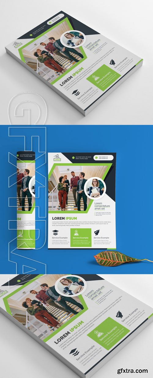 Flyer Layout with Green Elements 266786790