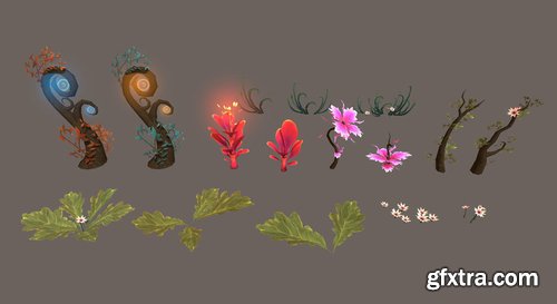 Cgtrader - Fantasy Root Forest - Game Props Low-poly 3D model