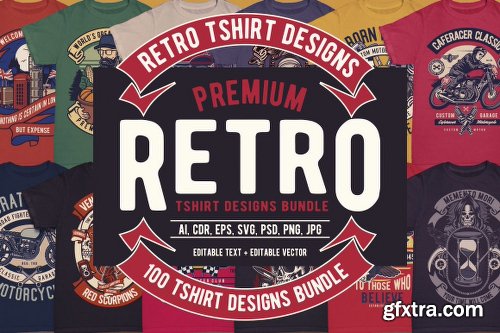 DealJumbo - 100 Premium Retro T-shirt Designs