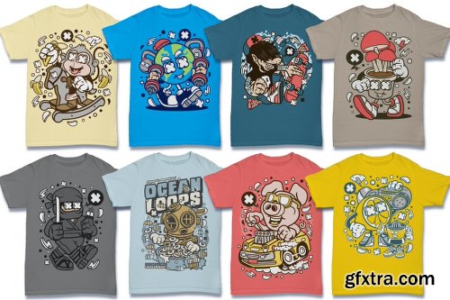DealJumbo - 224 Pro Cartoon T-shirt Designs
