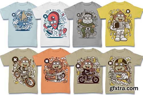 DealJumbo - 224 Pro Cartoon T-shirt Designs