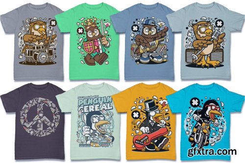 DealJumbo - 224 Pro Cartoon T-shirt Designs
