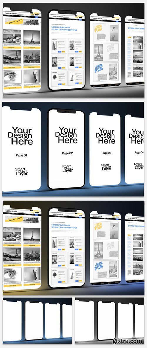 Mockup of Smartphone Internet Screens on Dark Background 267847154