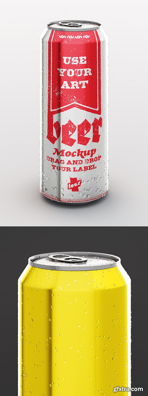 Beverage Can with Water Drops Mockup 267687783
