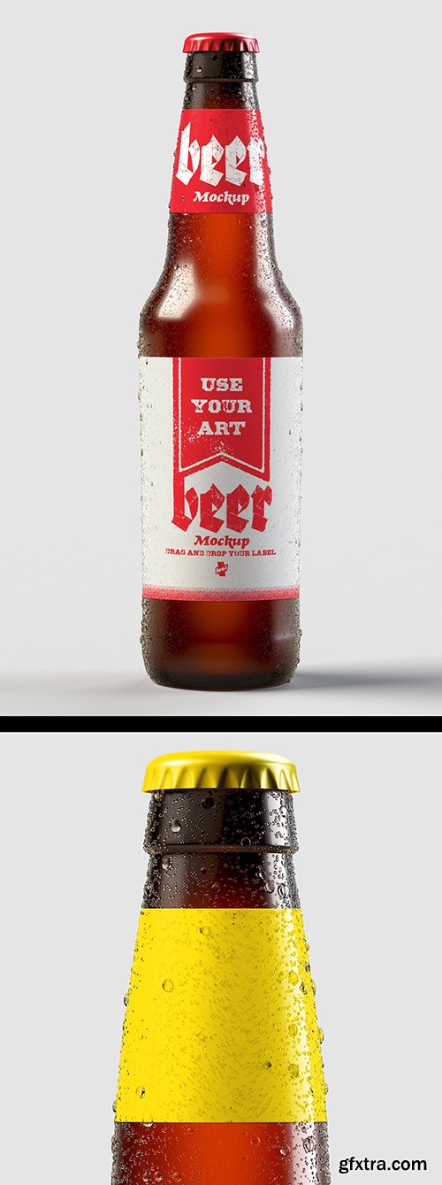 Beer Bottle Packaging Design Mockup with Water Drops 265640901 Beer Bottle Packaging Design Mockup with Water Drops 265640901