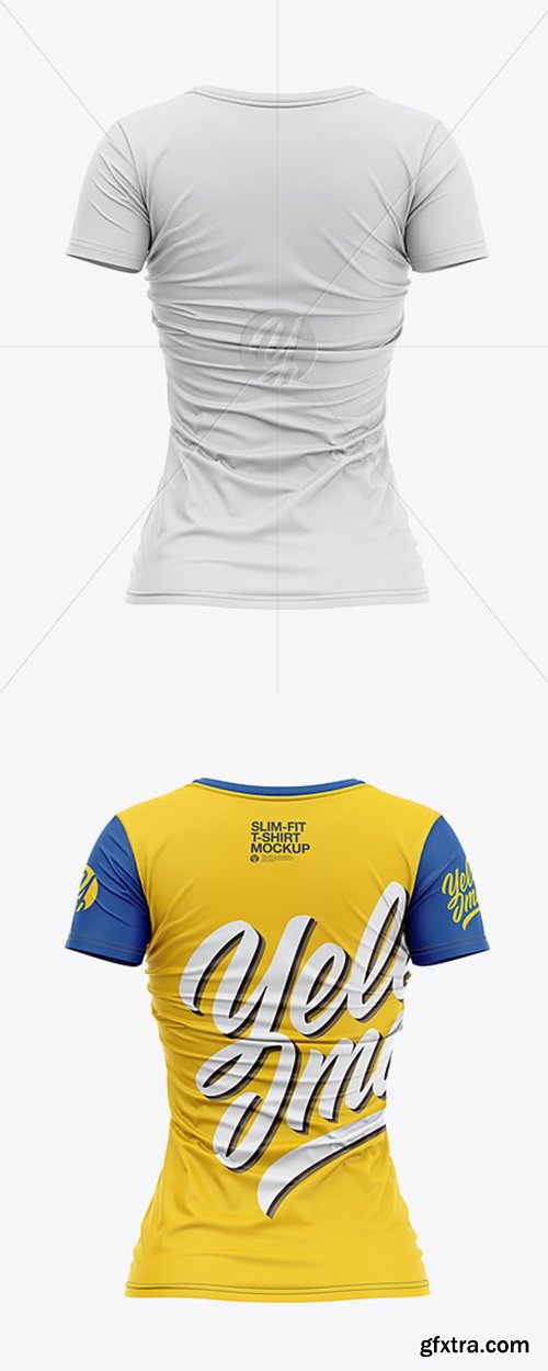 Women’s Slim-Fit V-Neck T-Shirt Mockup - Back View 31435 Women’s Slim-Fit V-Neck T-Shirt Mockup - Back View 31435