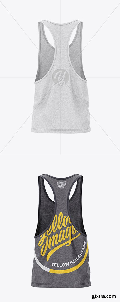 Men's Heather Racer-Back Tank Top Mockup - Back View 33595