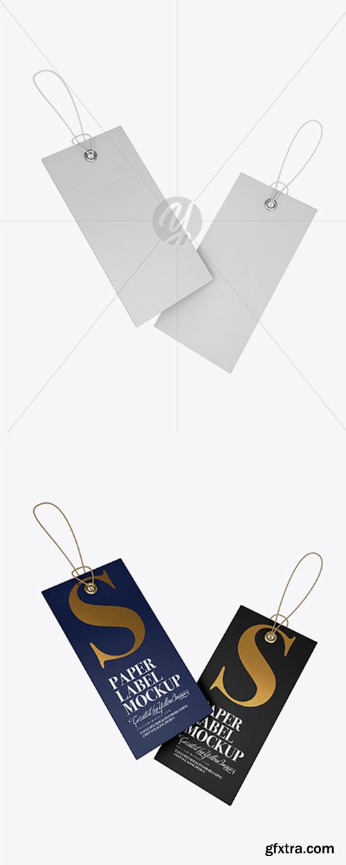 Two Textured Paper Label With Rope Mockup 19734