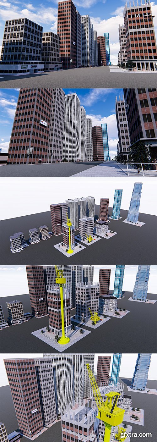 Cgtrader - Office buildings skyscrapers Low-poly 3D model