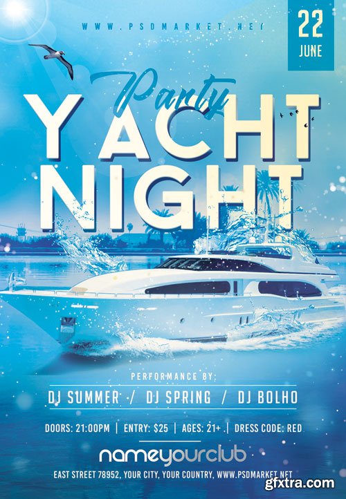 YACHT NIGHT PARTY FLYER – PSD TEMPLATE